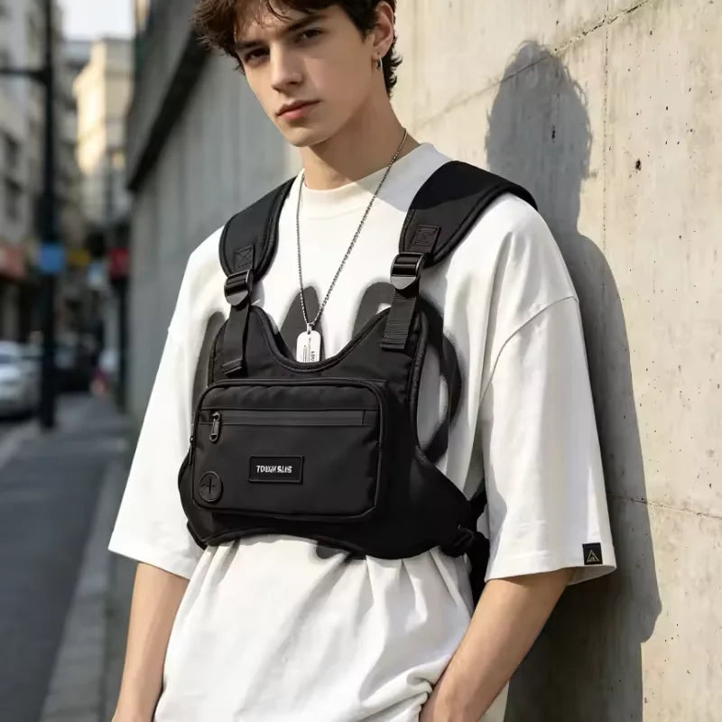 Tactical Chest Bag Outdoor Sports Vest Bag Adjustable Strap Utility Chest Pack Multi-Pocket Waist Fanny Pack for Cycling Hiking