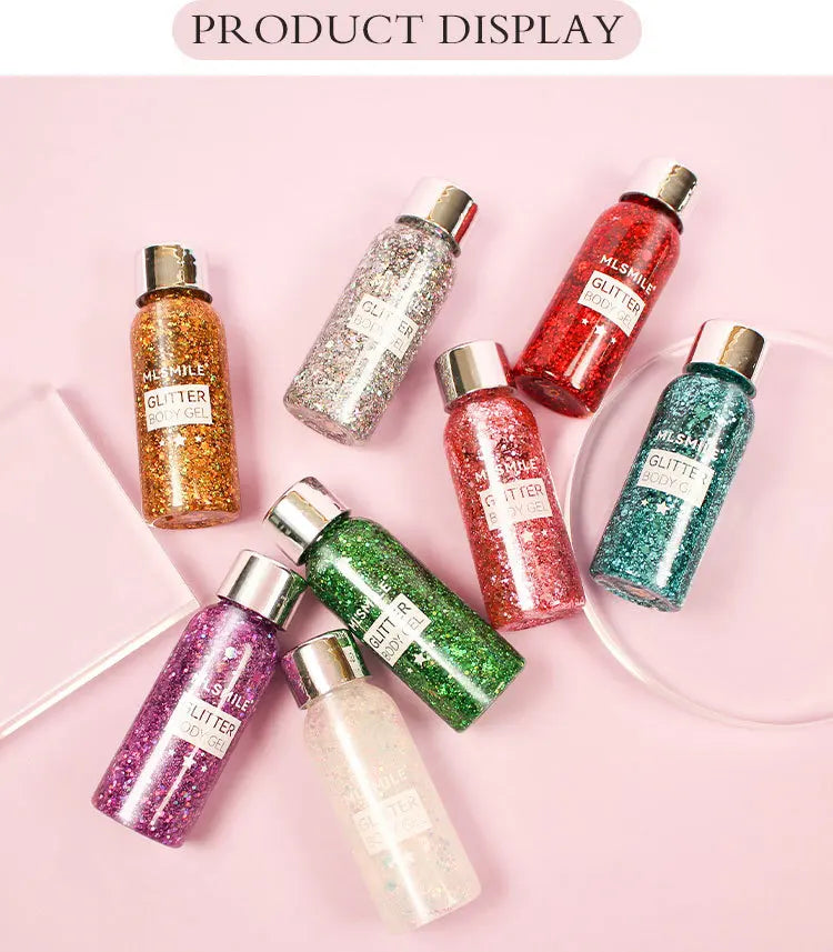 Eye Glitter Nail Hair Body Face Gel Art Waterproof High Gloss Glitter Body Multifunctional Makeup Decoration Party Festival
