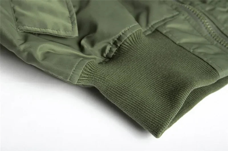 American Style Thickened Baseball Uniform Autumn Winter Army Green MA-1 Bomber Jacket Plus Size Stand Collar Work Jacket For Men