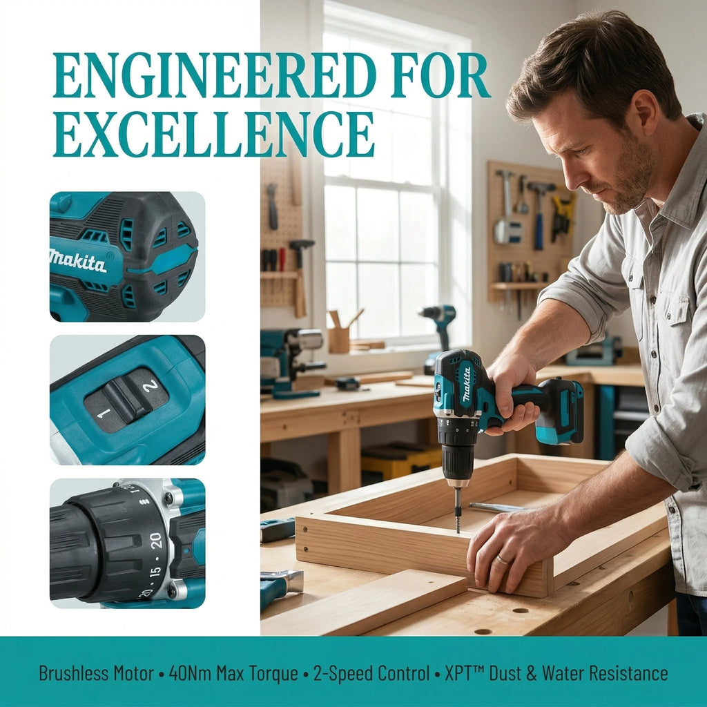 Makita DDF487 18V Brushless Cordless Drill Driver High Torque Screwdriver Compatible With All Makita 18V Lithium Batteries