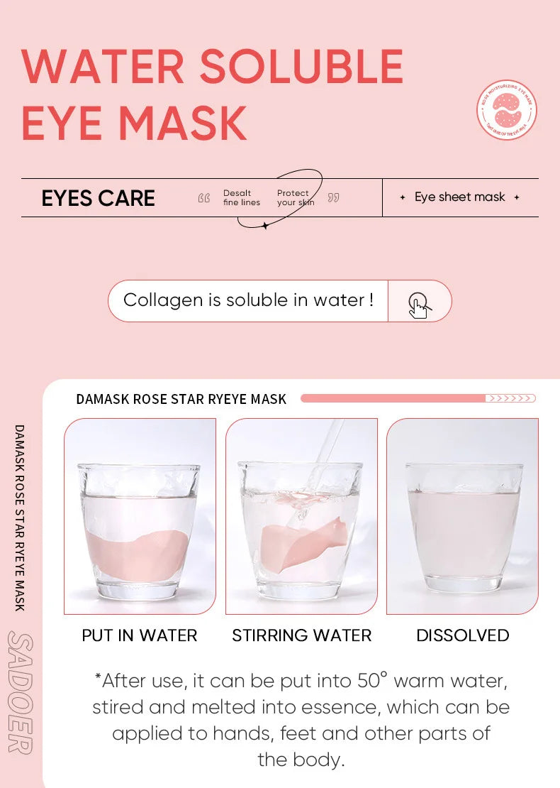 60pcs SADOER Rose Starry Collagen Eye Mask Anti Dark Circles Remove Eyes Bags Moisturizing Firming Eye Patches Eyes Skin Care