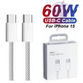 PD 60W Dual USB-C Fast Charging Braided Cable For iPhone 15 16 Pro Max 15 16 Plus Type C to Type C Quick Charger Cable With Box