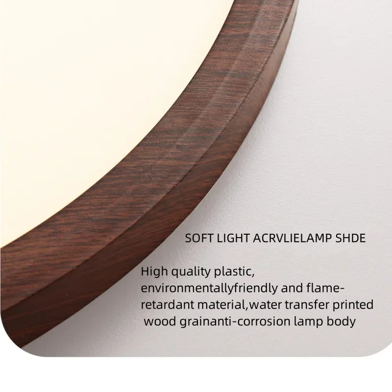 Modern Wood Grain LED Ceiling Light Ultra-Thin Walnut Wood Ceiling Lamp Bedroom Bathroom Living Room Kitchen Home Decor Lighting