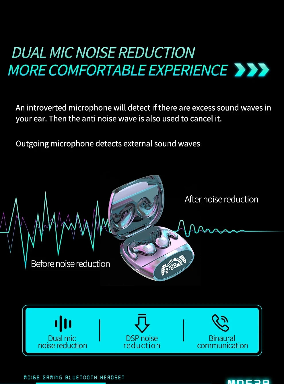 Mini Sleep Invisible Earbuds Tiny Hidden Headphones Bluetooth 5.3 Earphone Noise Cancelling Sports Stereo TWS Wireless Headsets