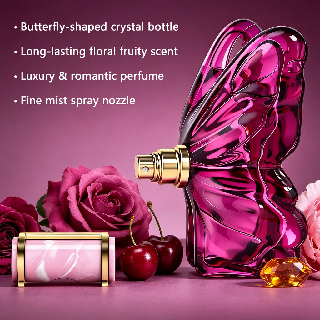 Warm Kiss Women's Perfume, 1.18 Fl oz, Fruity Floral Fragrance, Notes of Dragon Fruit, Frangipani, Cherry, Peony & Sun-kissed Vanilla, Refillable Designer Perfume for Women