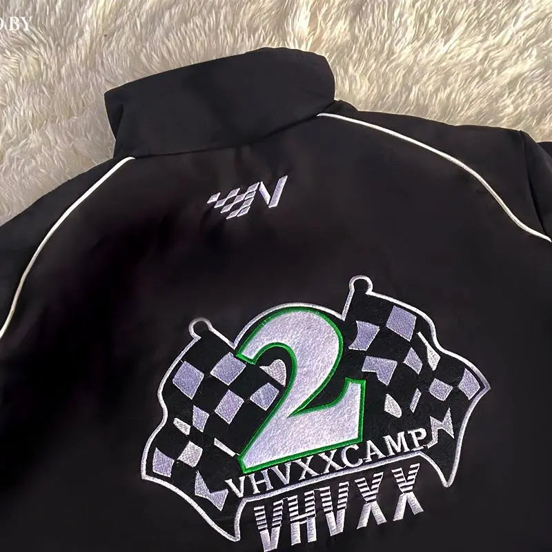 Motorcyclist Man Racer Baseball Uniform Racing Bike Embroidery Windbreaker Coat Spring Autumn Flight Stand-up Men Women  Jacket