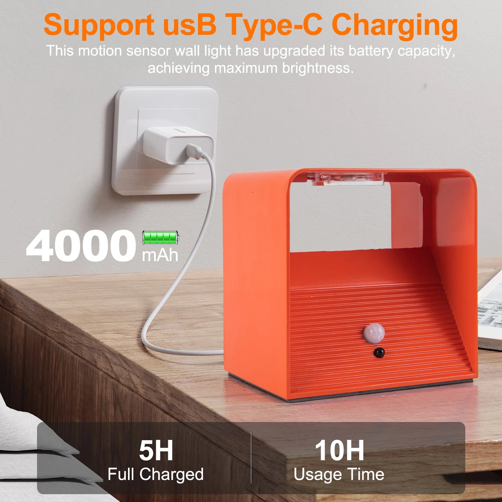 Battery-Powered Wall Light, 3 Color Temperature and Brightness Settings, Remote Control and Motion Sensor, Cordless Magnetic 4000Mah Rechargeable Led Light, Suitable for Bedroom, Living Room, Hallway