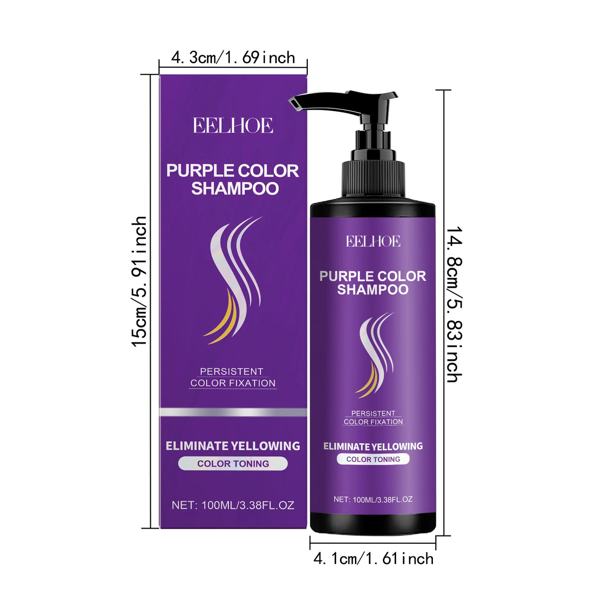 Purple Shampoo, Long-Lasting Color Care, Daily Nourishing, Smooth and Moisturizing Hair, Purple Shampoo
