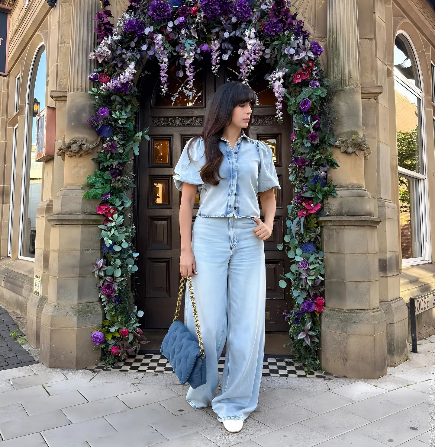 HH Women Summer New Fashion Thin Single-breasted Loose Folds Denim Shirt+High Waist Zipper Pocket Wide-leg Casual Pants Suit