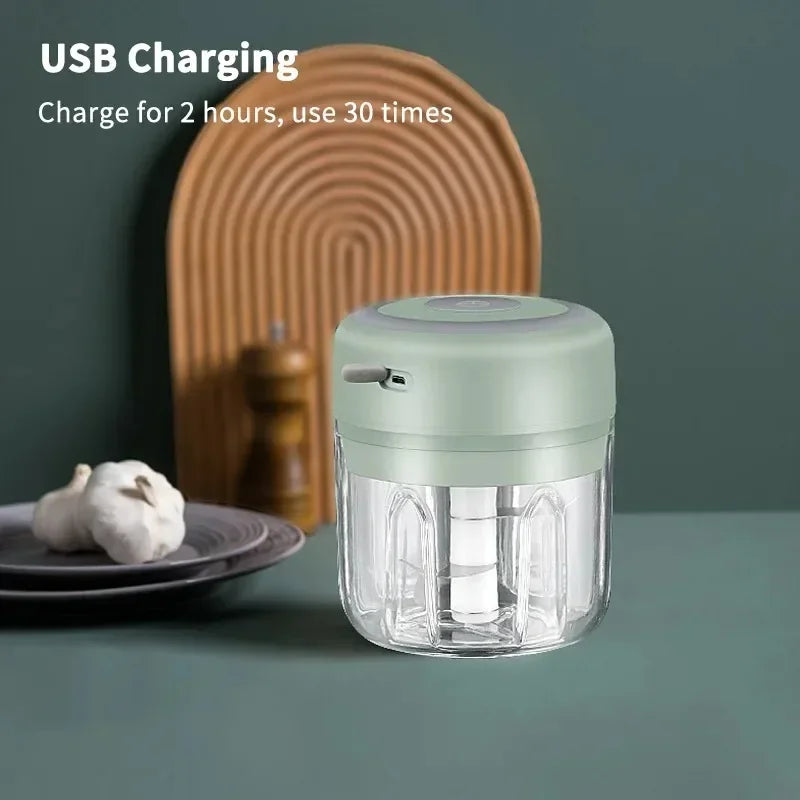 250/100ML Garlic Mincer USB Charging Powerful Mini Electric Garlic Chopper Portable Garlic Crusher Kitchen Food Chopper Unisex