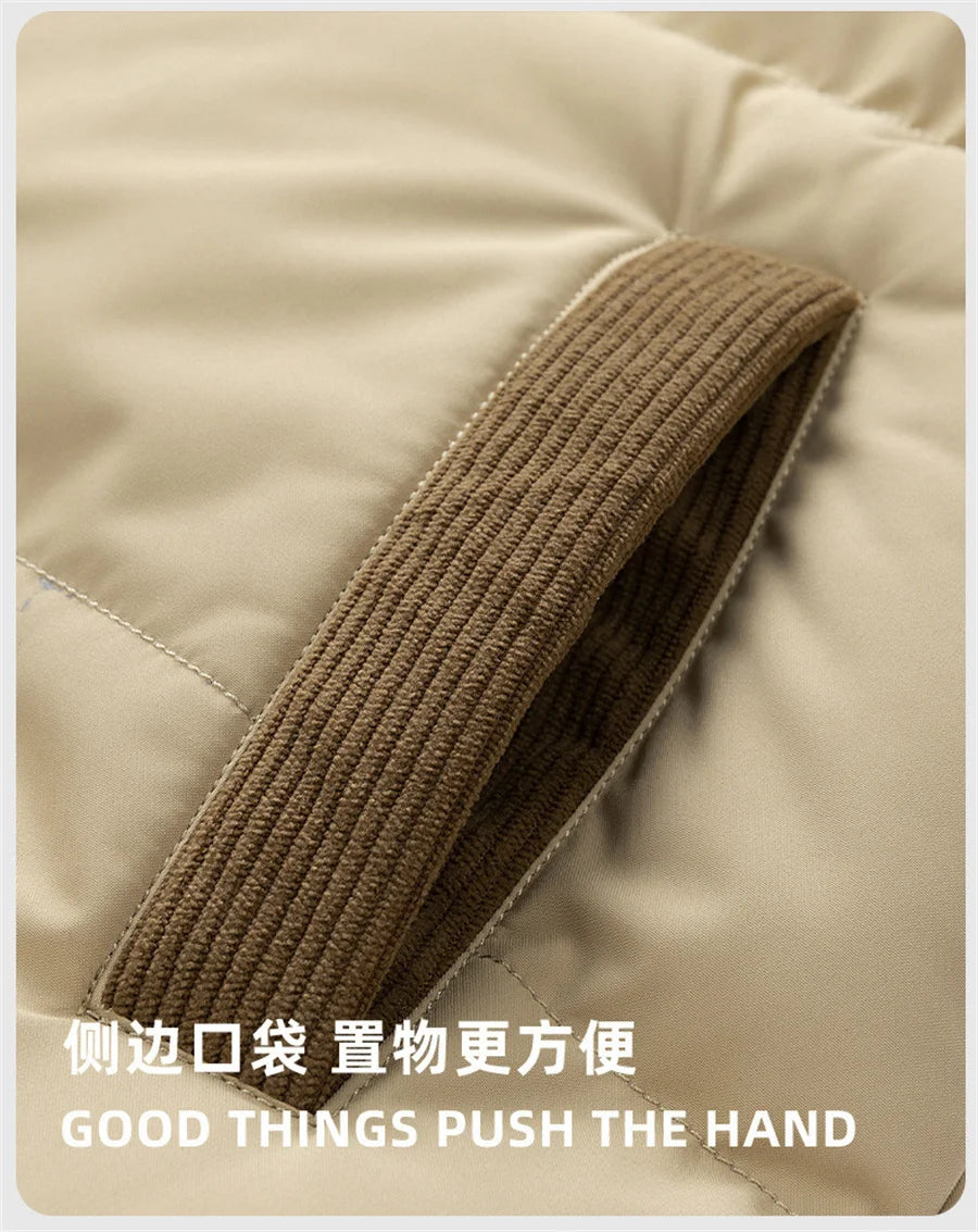 2027 New Patchwork Men Jackets Cotton Padded Corduroy Winter Warm Coat Men's Hooded Windproof Thick Outerwear Mens Clothes