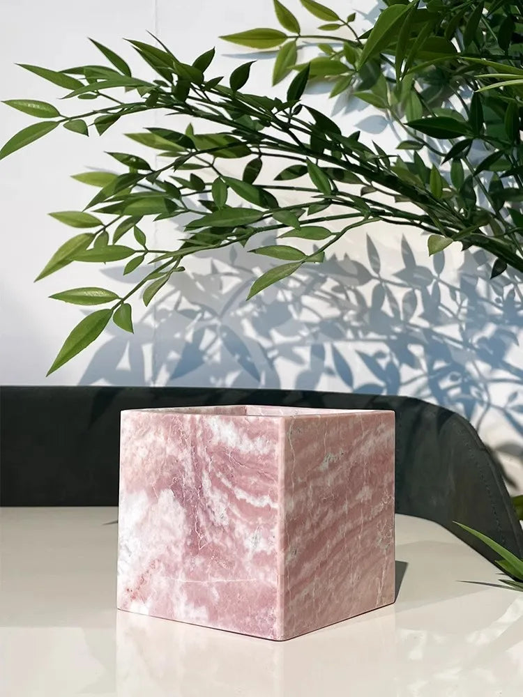 Art Ornament Photographic Prop Marble Candle Holder Modern Light Luxury Style Handmade Home Decoration Quadrate Candelabrum