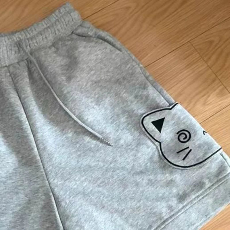 Japanese Kawaii Shorts Women Sweet Cat Embroidery Short Pants Preppy Style Cute Anime Soft Girl Casual Wide Leg Shorts New