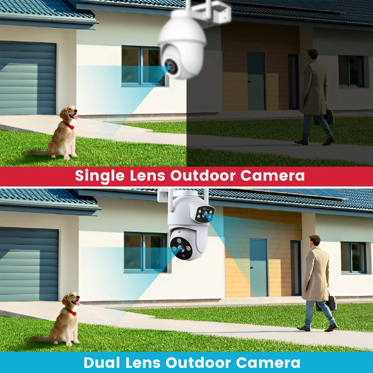 6MP Dual Lens Wireless WiFi Camera 360° Pan/Tilt Auto Motion Track Two Way Audio Video Monitor Surveillance Security Camera