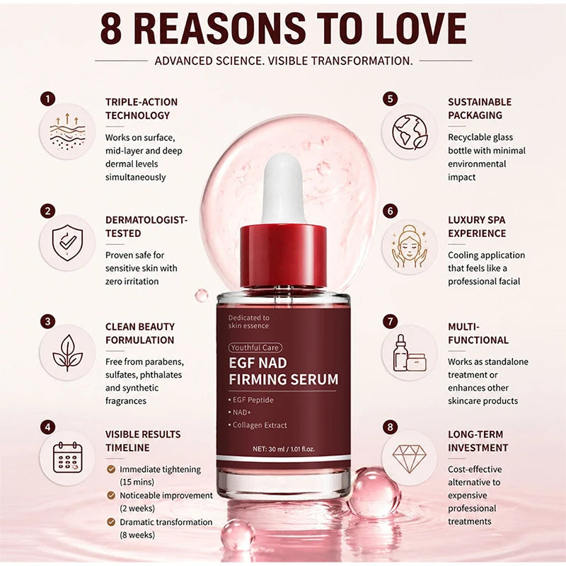 30ml EGF NAD Collagen Face Serum, Firming Hydrating Nourishing Essence, Helps Improve Fine Lines & Enhance Skin Elasticity Care