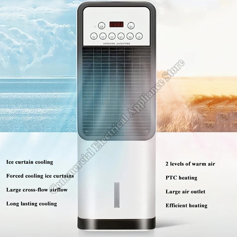 Water-Cooled Air Conditioner Fan Vertical Portable Electric Fan Household Mobile Cooling and Dual-use Heating Fan