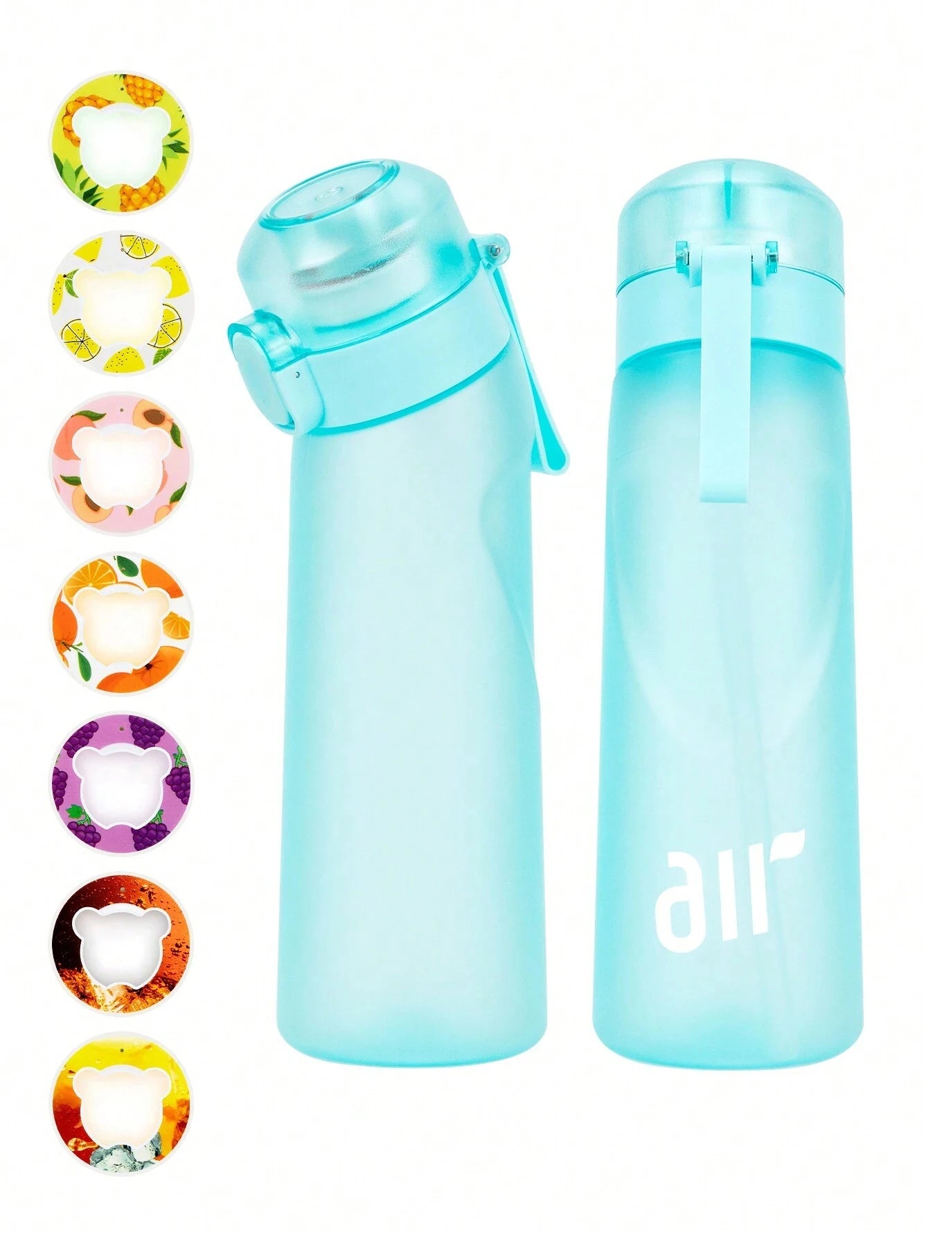 1pc Air Water Bottle with 1pc Random Flavor Pods Portable Transparent with Straw Leak Proof Suitable for Outdoor Sports