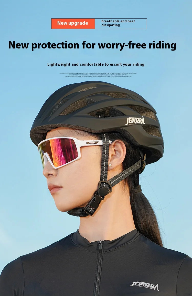 JEPOZRA Cycling Helmet Man Women LED Light Helmet Road Mountain Bike Helmet Bicycle Helmet Rechargeable Brim Design Helmet