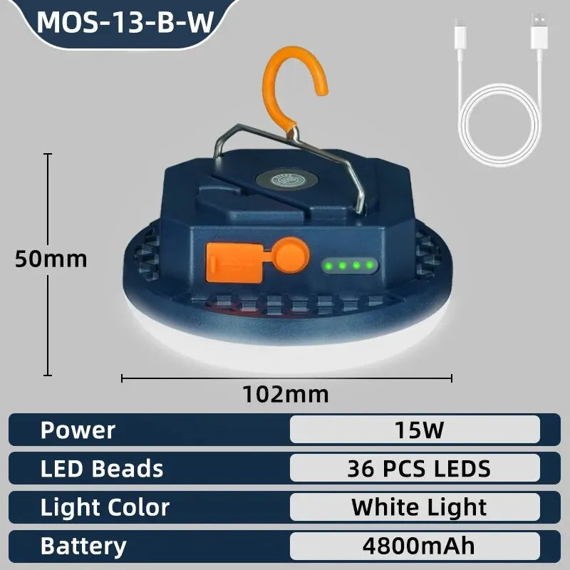 Rechargeable Camping Lights Outdoor Magnetic Suction Tent Lanterns Maintenance Emergency Lights High Light Flashlights 13500mah