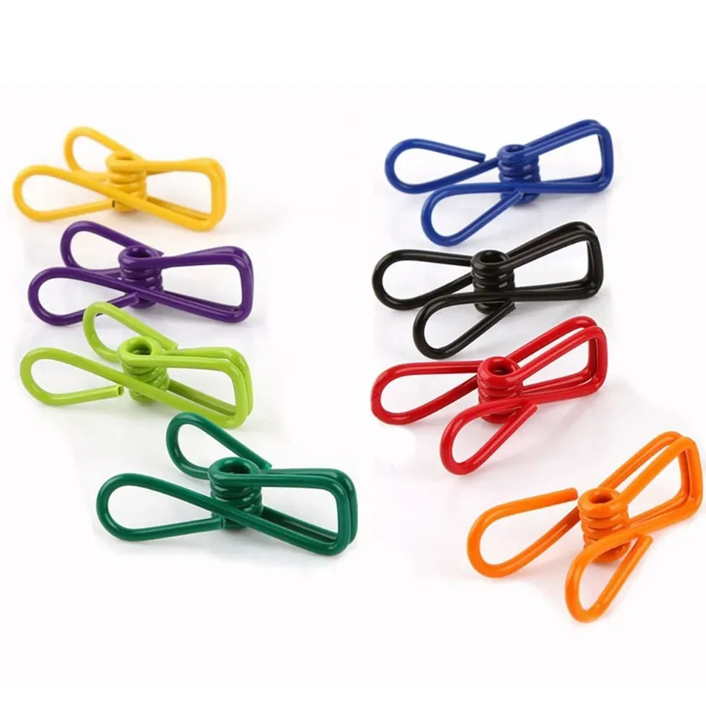 10pcs Multi-Purpose Colorful Clothespins Rust-Resistant PVC Coated Steel for Laundry Photo Organizing Kitchen