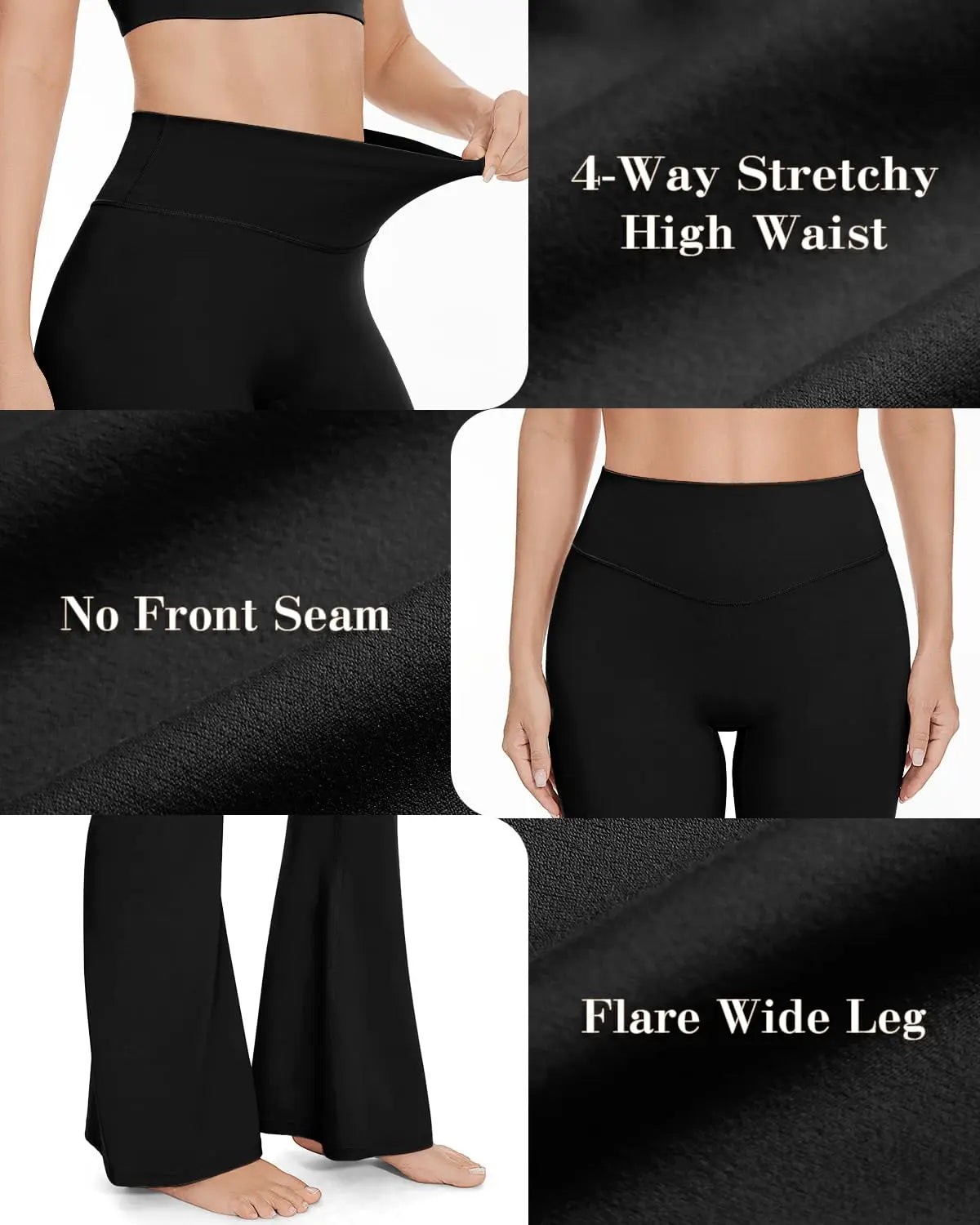 Women's Stylish Minimalist Flare Pants High Waisted Tummy Control Four Season Flare Leggings Elegant Casual Activewear Trousers