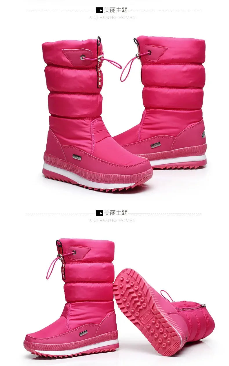 Winter Boots Thick Plush Waterproof Non-slip Boots Fashion Women Winter Shoes Warm Fur Botas Mujer Women Snow Boots Platform