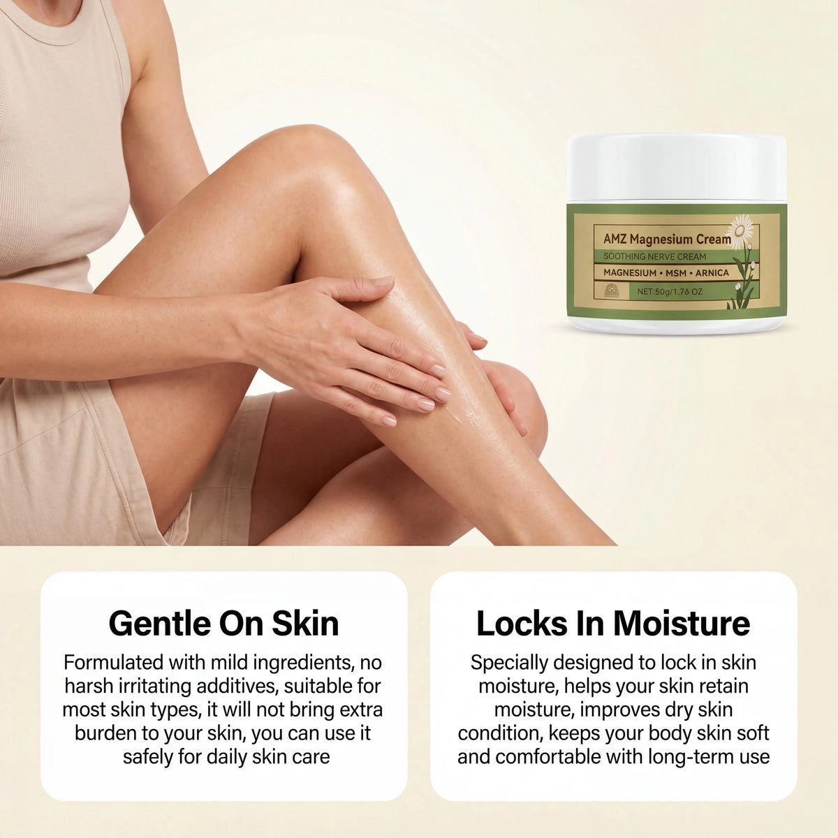 Total Relief Magnesium Soothing Cream Relieve Nerves Tension Reduce Muscle Discomforts Daily Joint Care Fast Absorb Body Cream