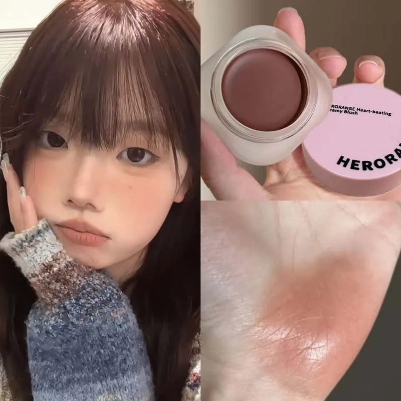 Purple Blush Cream Cheek Rouge Rose Brown Mud Palette Long-Lasting Waterproof Monochrome Brighten Face Moisturizing Blush Makeup