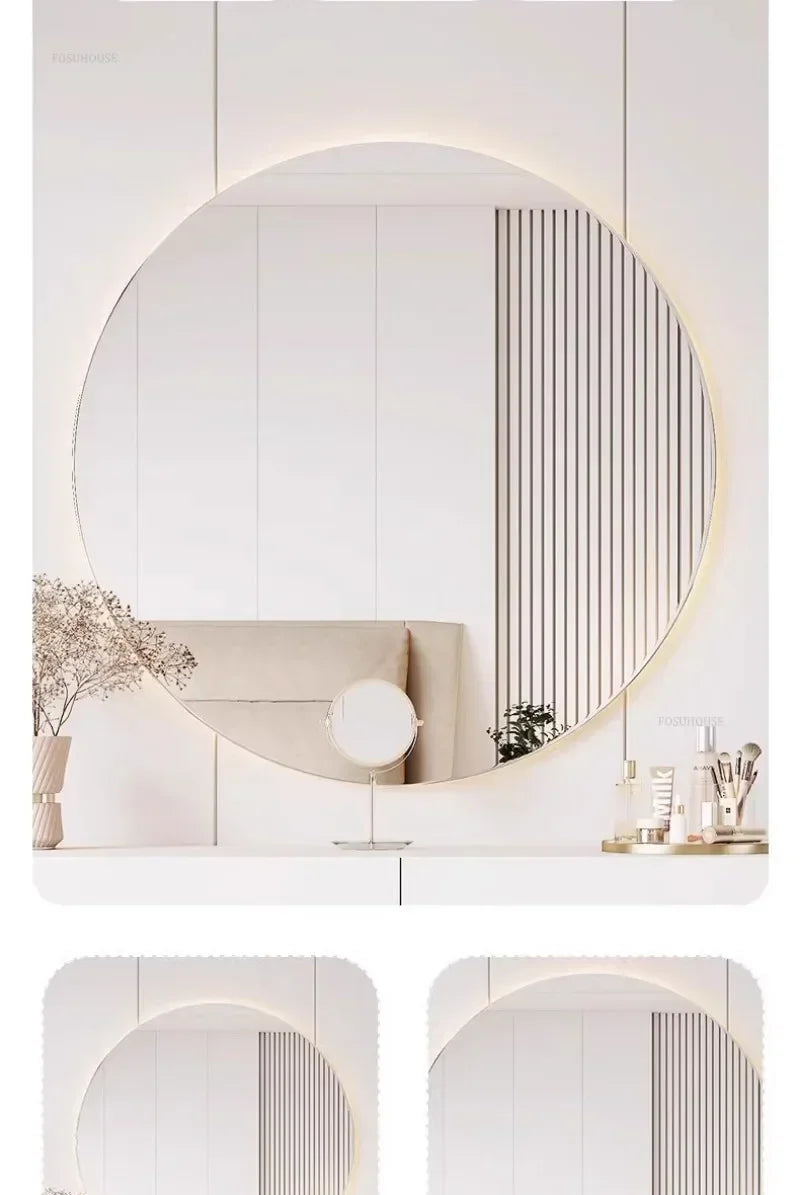 Off-white Hanging Dressing Table Minimalist Wall Mounted Vanity Unit with Mirror Bedroom Furniture Modern Design
