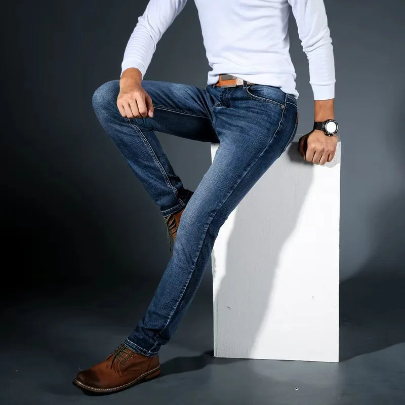 2026 New Business Men's Jeans Casual Comfortable Straight Stretch Fashion Classic Premium Blue Black Denim Pants Large Pants