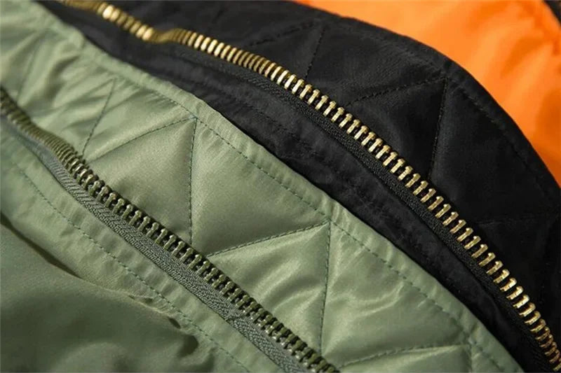 American Style Thickened Baseball Uniform Autumn Winter Army Green MA-1 Bomber Jacket Plus Size Stand Collar Work Jacket For Men