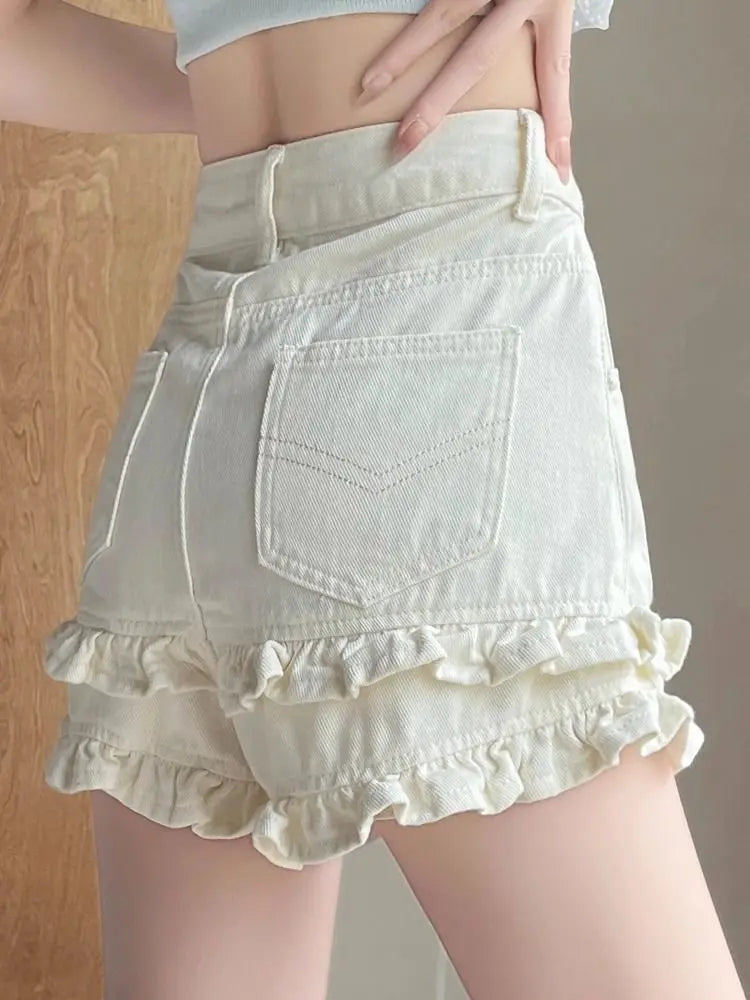 Denim Shorts 2025 Summer Thin High-waisted A-shaped Straight Hot Pants