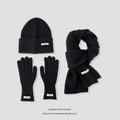Knitted Winter Scarf Woman Solid Color Hat Scarf Gloves Women's Windproof Adult Three-piece Set Fashion Women's Scarf Hat Set