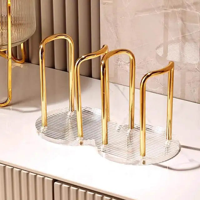 Luxury Disposable Cup Storage Holder Water Tea Cups Dispenser Rack Shelf with Longer Stick Mug Display Stand Home Organizer