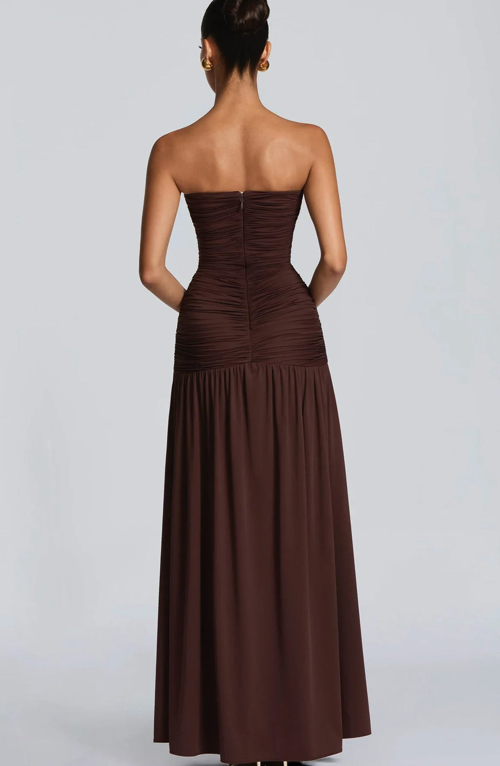 Women Elegant Deep V-neck Pleated Strapless Dress Chic Off-shoulder Backless Split Maxi Dresses 2026 Lady Evening Party Vestidos