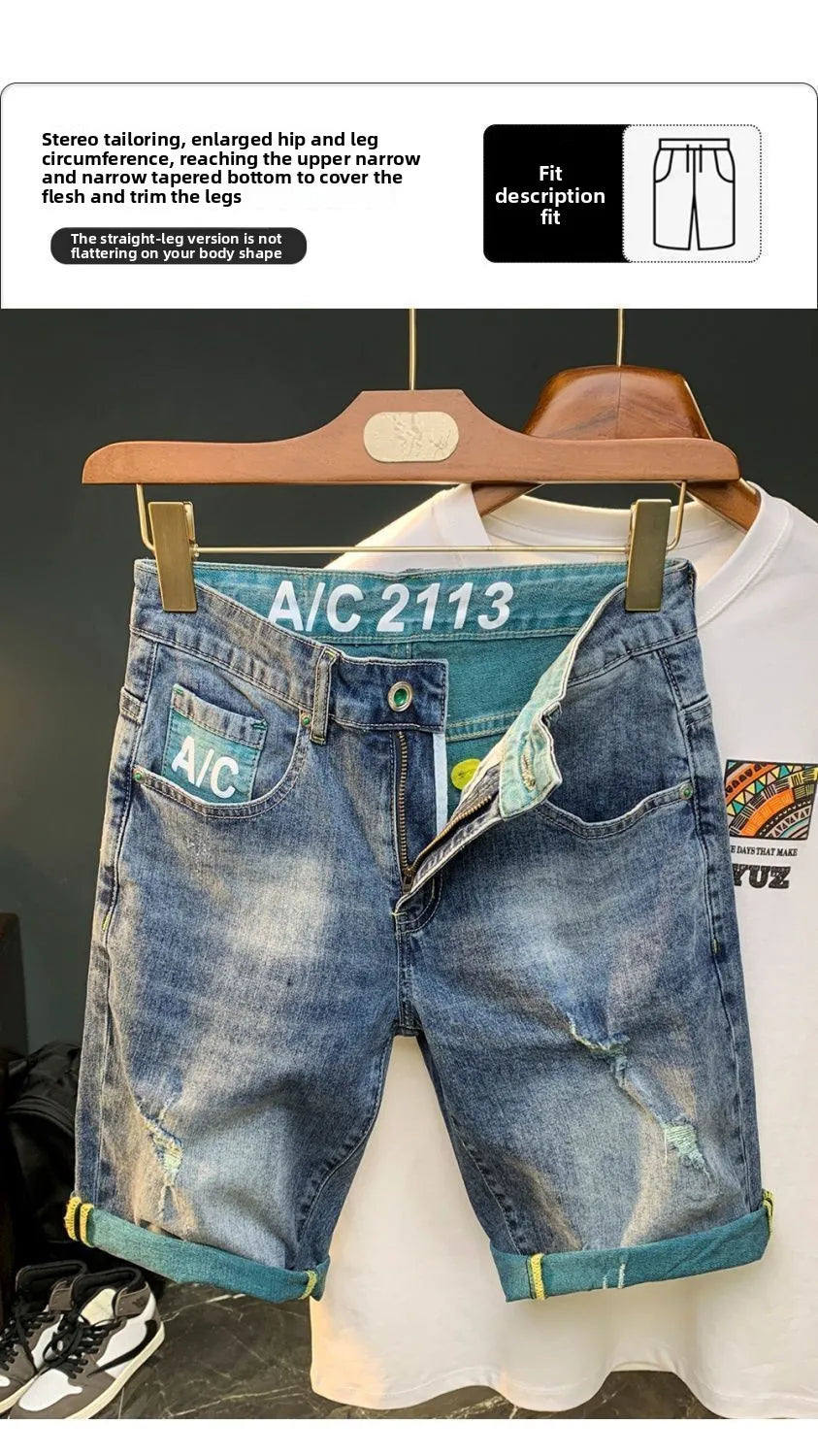 Summer Thin Denim Shorts Men's Trendy Brand Fashion Bermuda Shorts for Men Breathable Design Casual Clothes Man Medium Pants