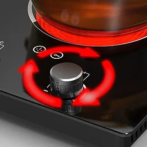 Electric Cooktop 2 Burners Knob Control Countertop Built-in Ceramic Cooktop