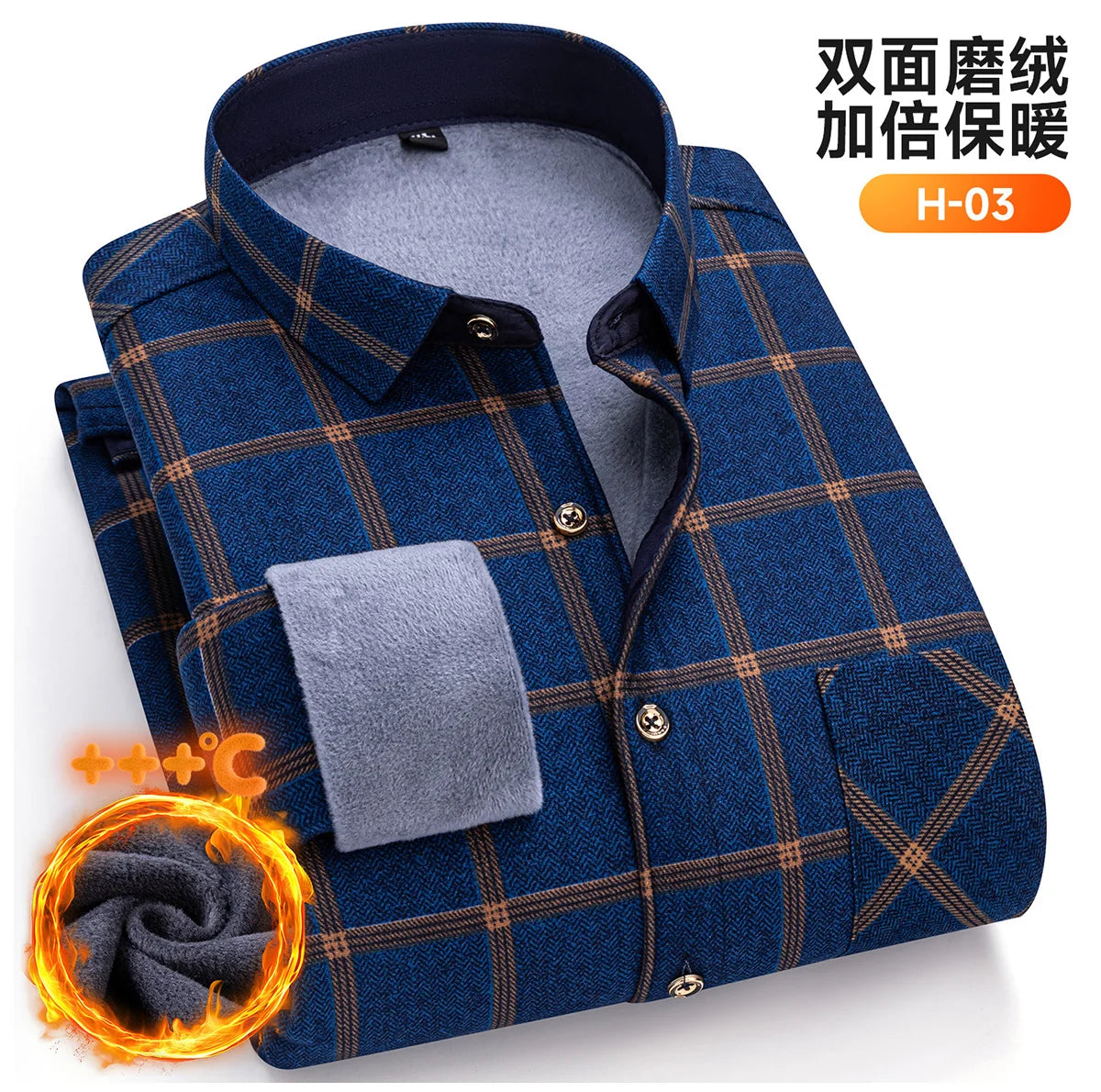 Autumn Winter New Fleece Plaid Shirt For Men Business Thickened Warm Double-sided Fleece Casual Non-ironing Fashion Check Shirts