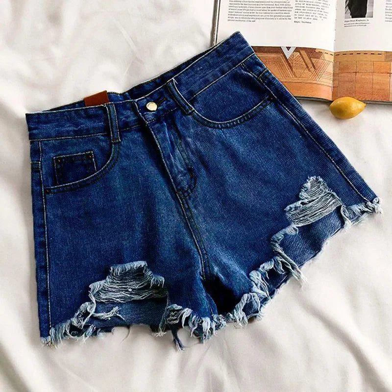 Summer Hot Sale Girls Fashion Denim Shorts Lady Chic Sexy Mini Pants Women Raw Edge High Waist A-line Short Jeans