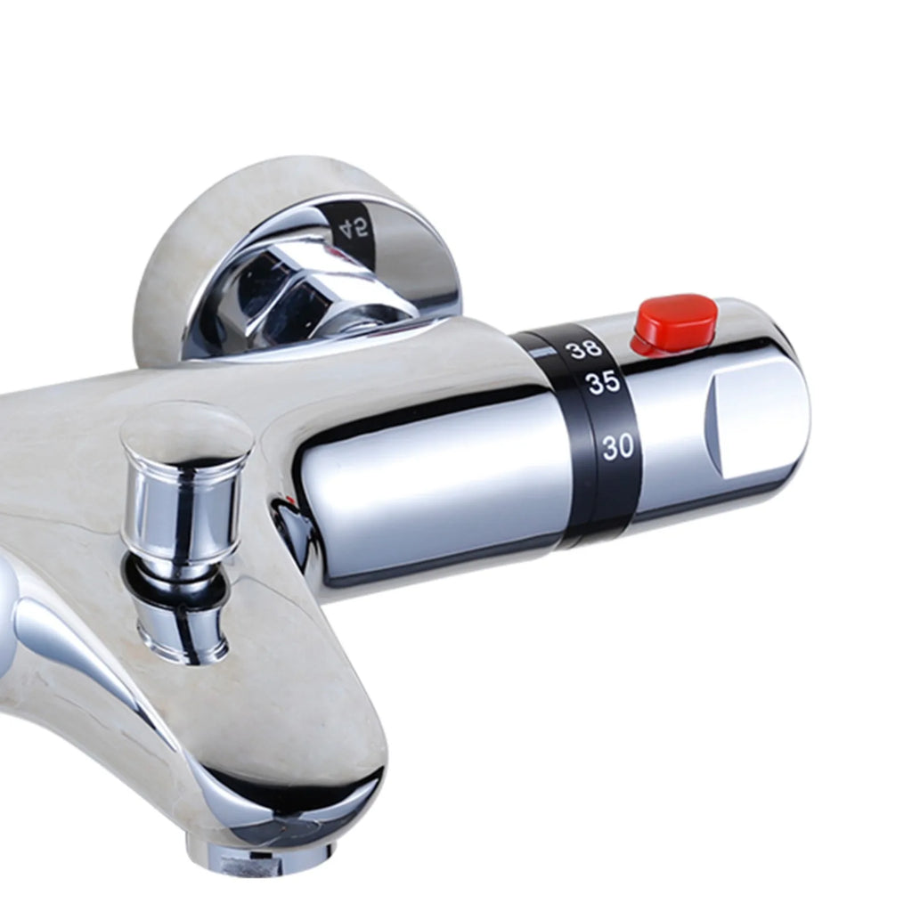 Thermostatic Mixing Valve, Brass Shower Valve with Temperature Control, Anti-Scald Bathroom Shower Faucet with Flow Control