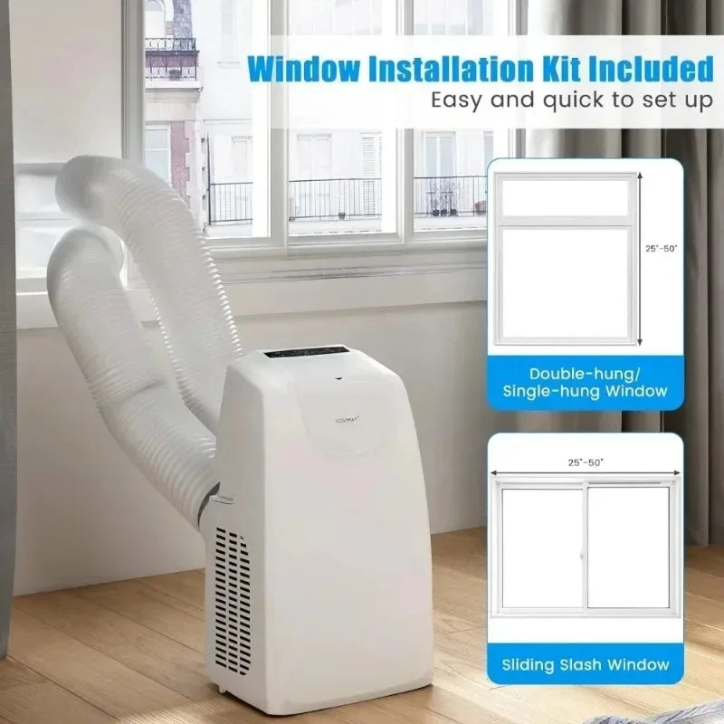 2026=Portable Air Conditioner, With Dual Hose, Remote Control. With Dehumidifier, Fan, Sleep Mode, Window Installation Kit