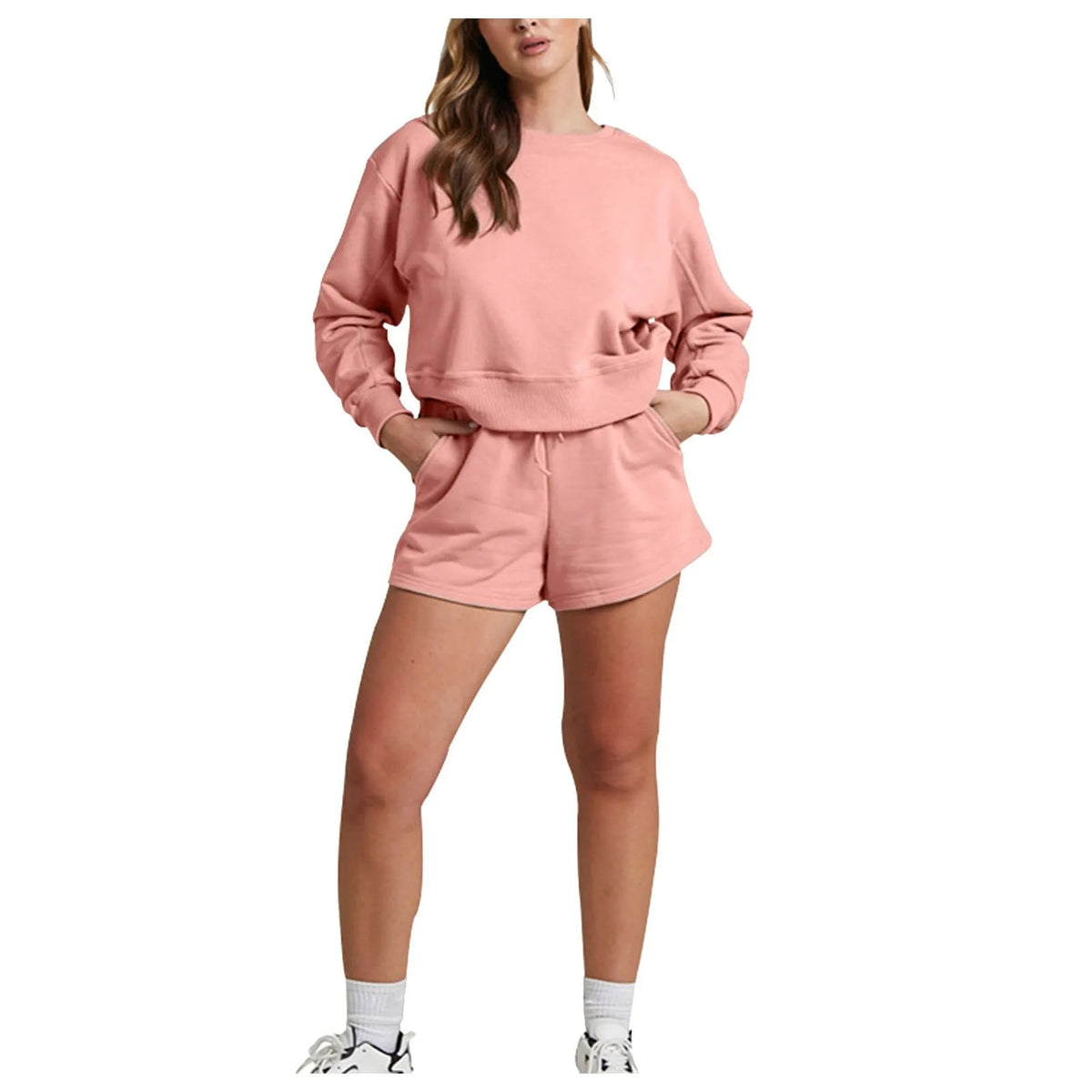 shorts sets women 2 piece outfits Womens Self Cultivation Long Sleeve Casual Hooded Sweatshirt Two Piece костюм женский летний