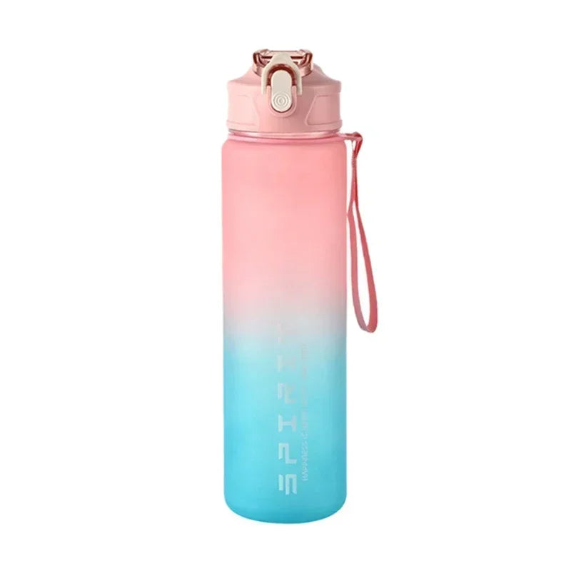 Sports Water Bottle with Time-Tracking Straw Leak Proof Locking Flip Cover for Easy Carry Ideal for Outdoor Adventures