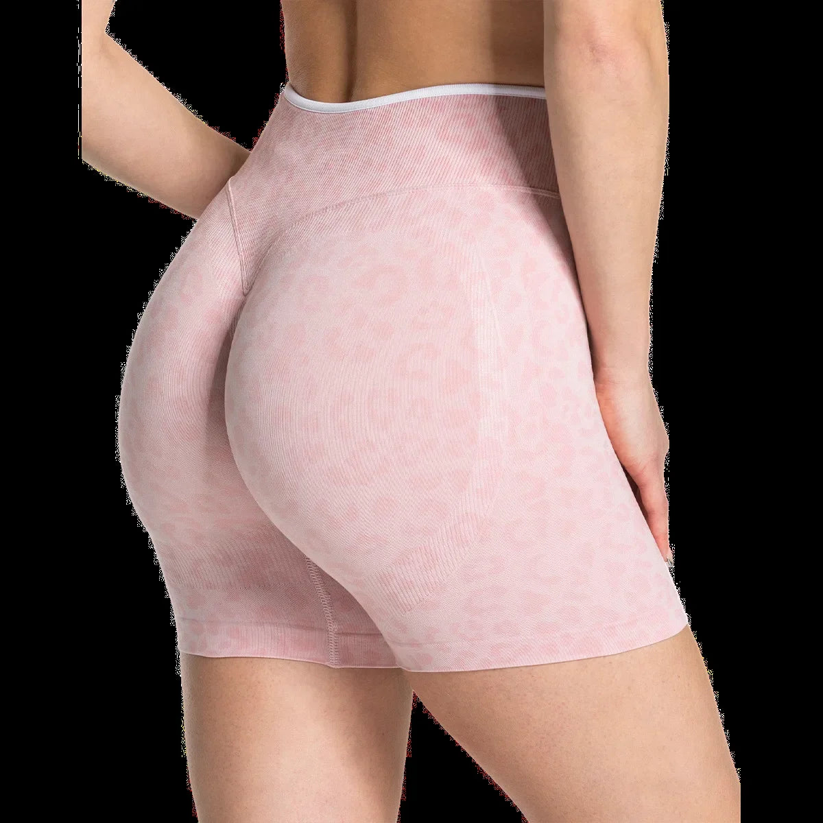 High Waist Leopard  Print  Sculpt Scrunch Shorts for Women Quick-Drying Sexy Peach Yoga PantsFitness Three-Point Design
