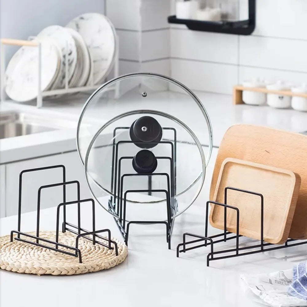 Minimalism Multi Layer Iron Art Rack Shelf Rust-Free Metal Kitchen Organizer Rack Multifunctional Pot Cover Rack Bowl Dish