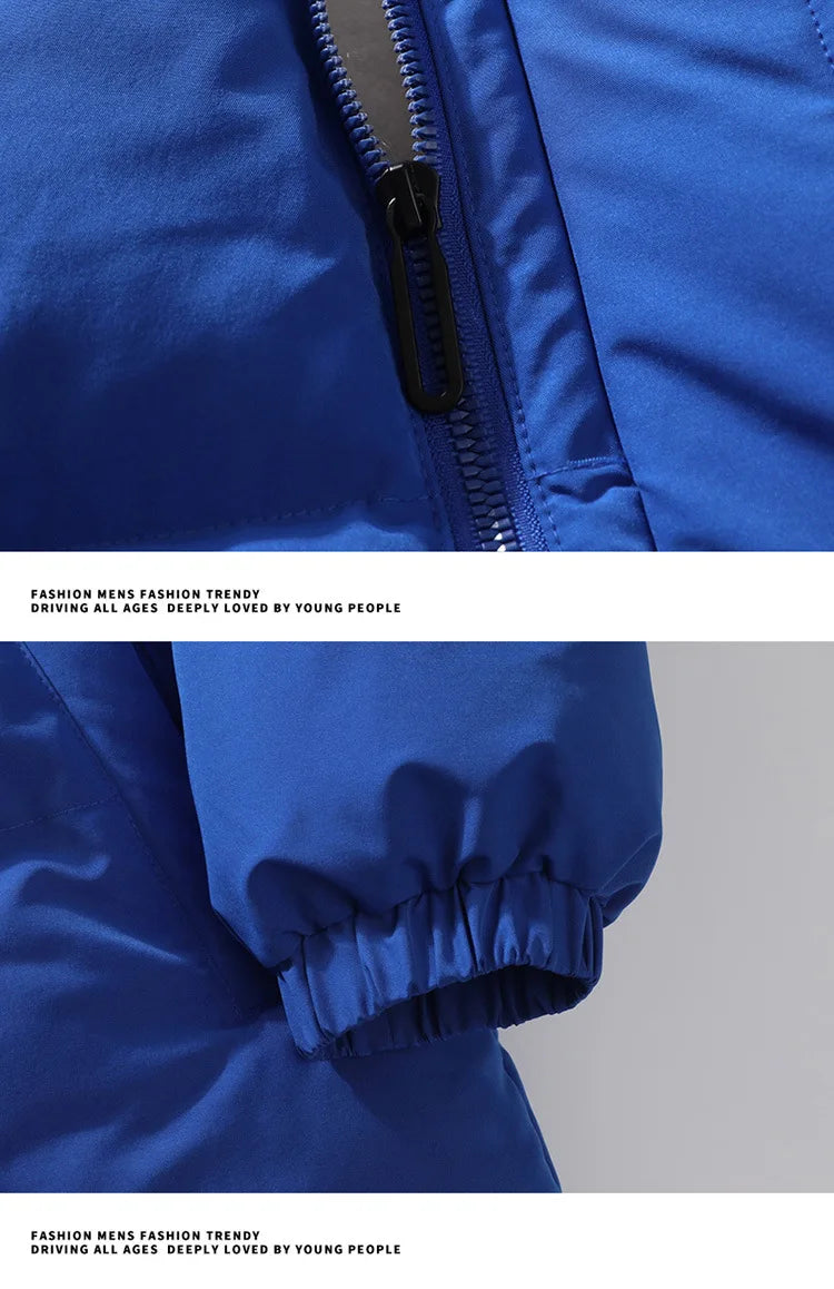 Mens Couple Fashion Cotton Padded Jacket Winter Thick Fleece Lined Hooded Coat Streetwear Parka Outerwear