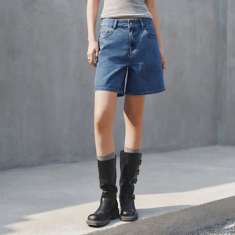 Semir Women Pants Denim Cool Feeling Antibacterial Vintage Distressed A Line Straight Leg 2026 Summer Casual Top