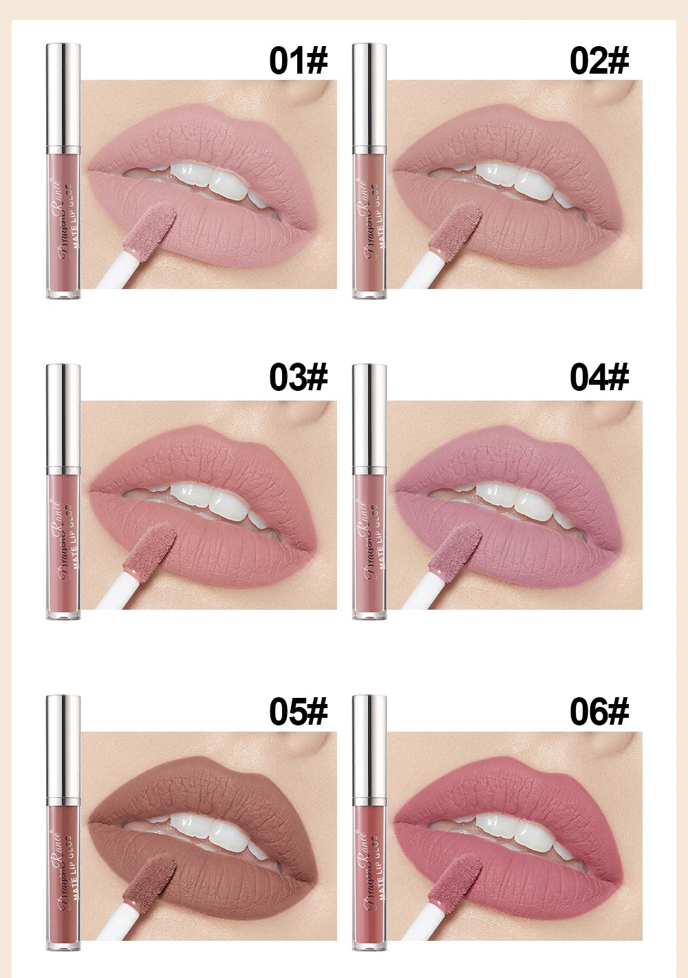 Lip Gloss Set of Ten in a Box, Velvet Soft Matte, Brightening, Versatile, Moisturizing Lipstick, Nude Color, Long-Lasting, Non-Stick, Non-Fading Lip Gloss