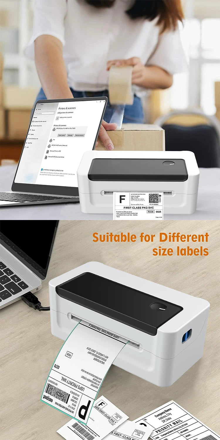 Portable Mini 4x6 58mm Thermal Label Printer for Barcode Address Food Shipping Labels for Zebra Brother DYMO Epson