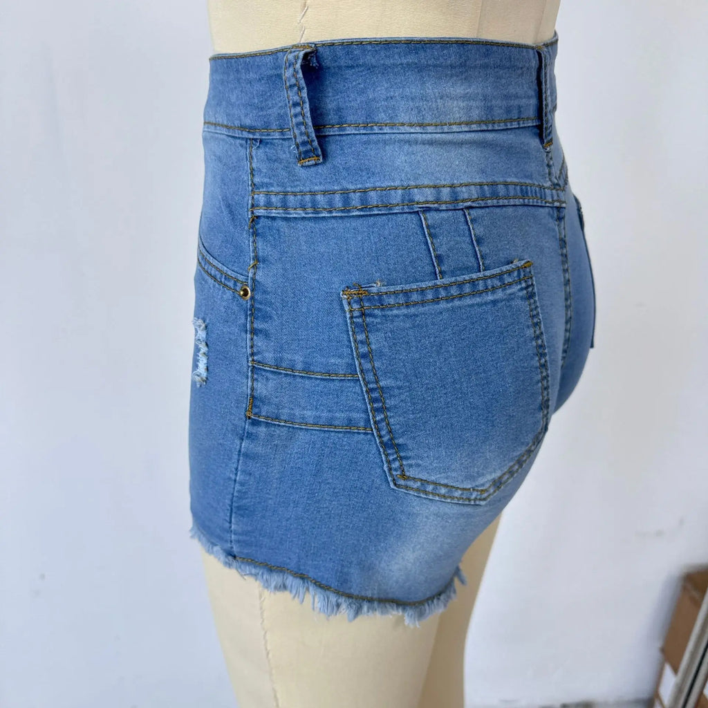 Sexy Hot Slim Denim Shorts Women Fashion Trendy All-match Solid Color Tight High Waist Short Jeans Lady Commuting Cowboy Outfits